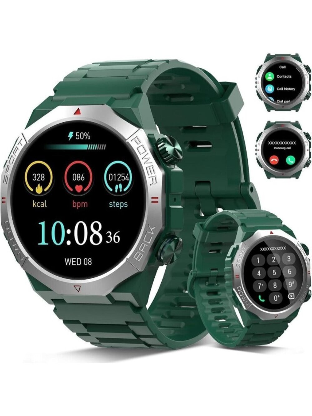 ⚡Military Smart Watch for Men Touchscreen Fitness Tracker Waterproof  Dark Green
